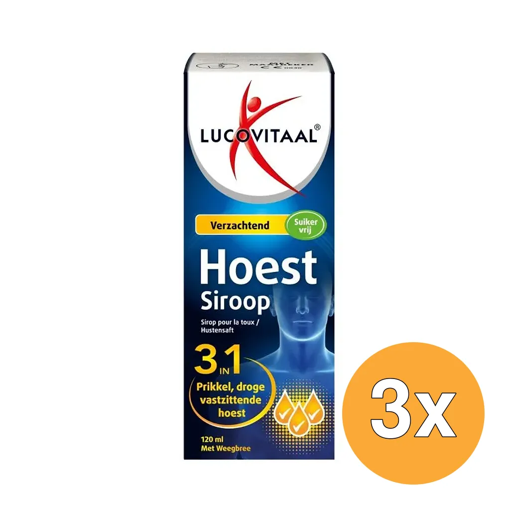 3x Lucovitaal Hoestsiroop 3-in-1 (120 ml)