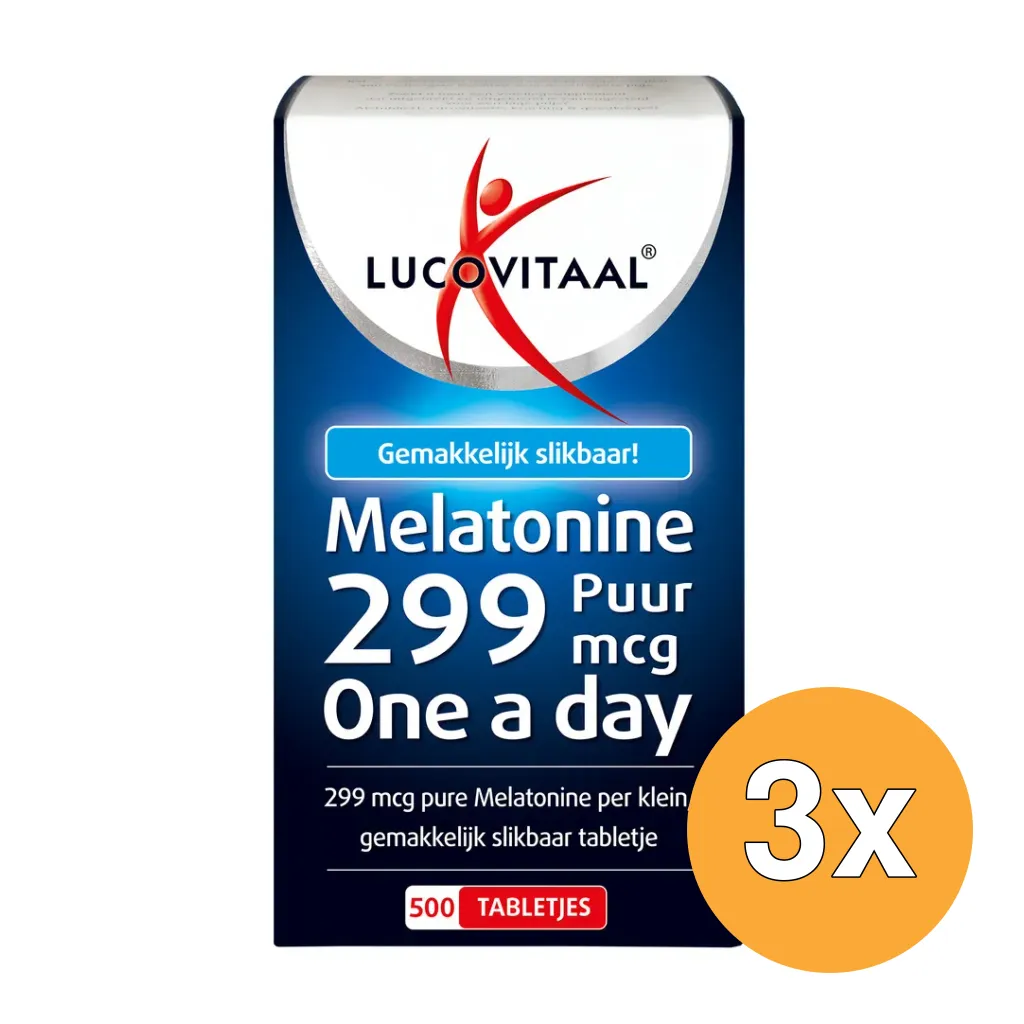 3x Lucovitaal Melatonine Puur 299mcg (500 tabletten)