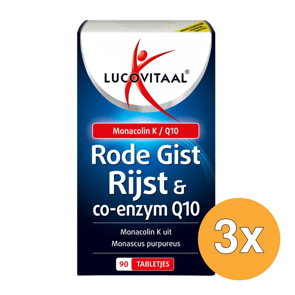 3x Lucovitaal Rode Gist RIjst & Co-Enzym Q10 (90 tabletjes)
