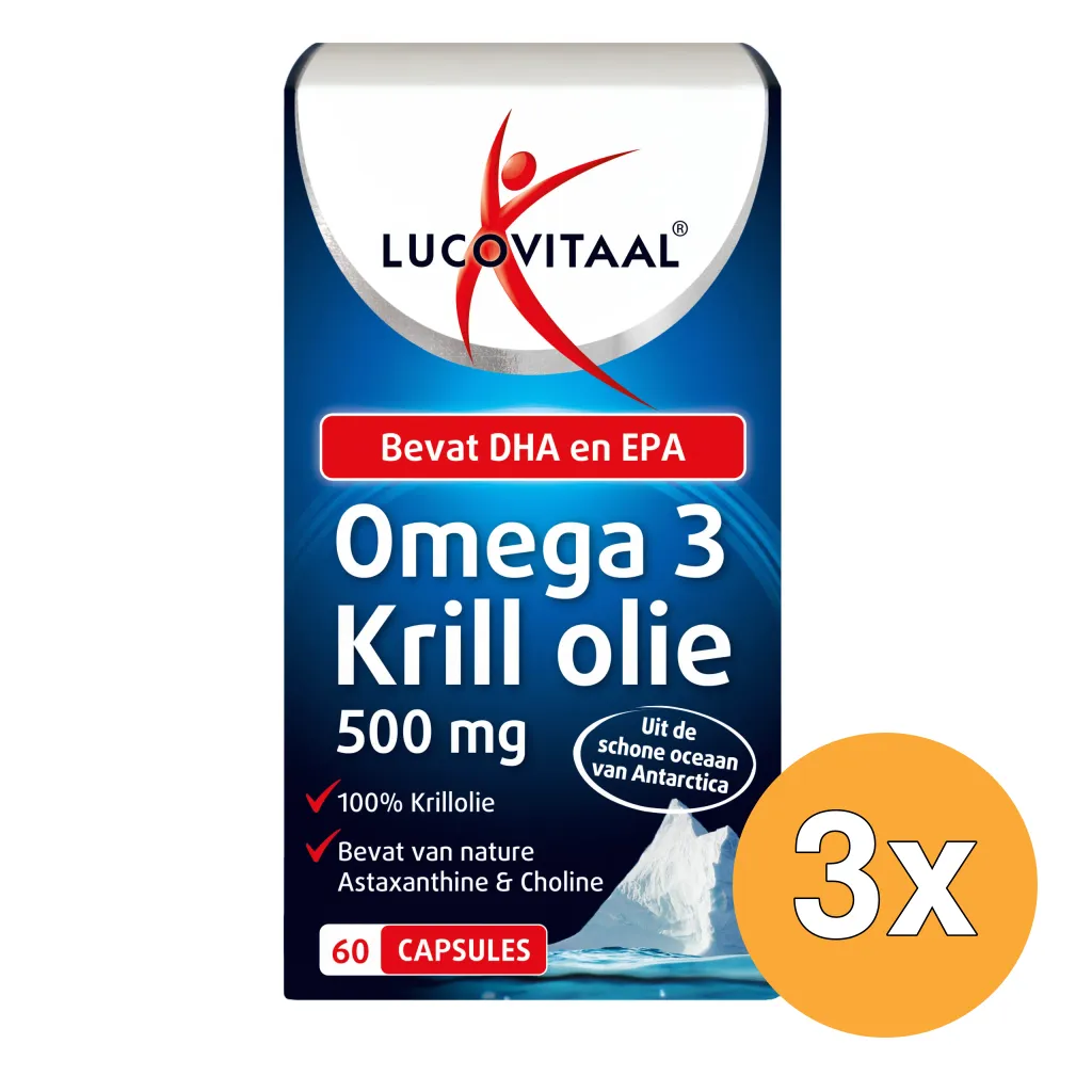 3x Lucovitaal Omega 3 Krill Olie 500mg (60 capsules)