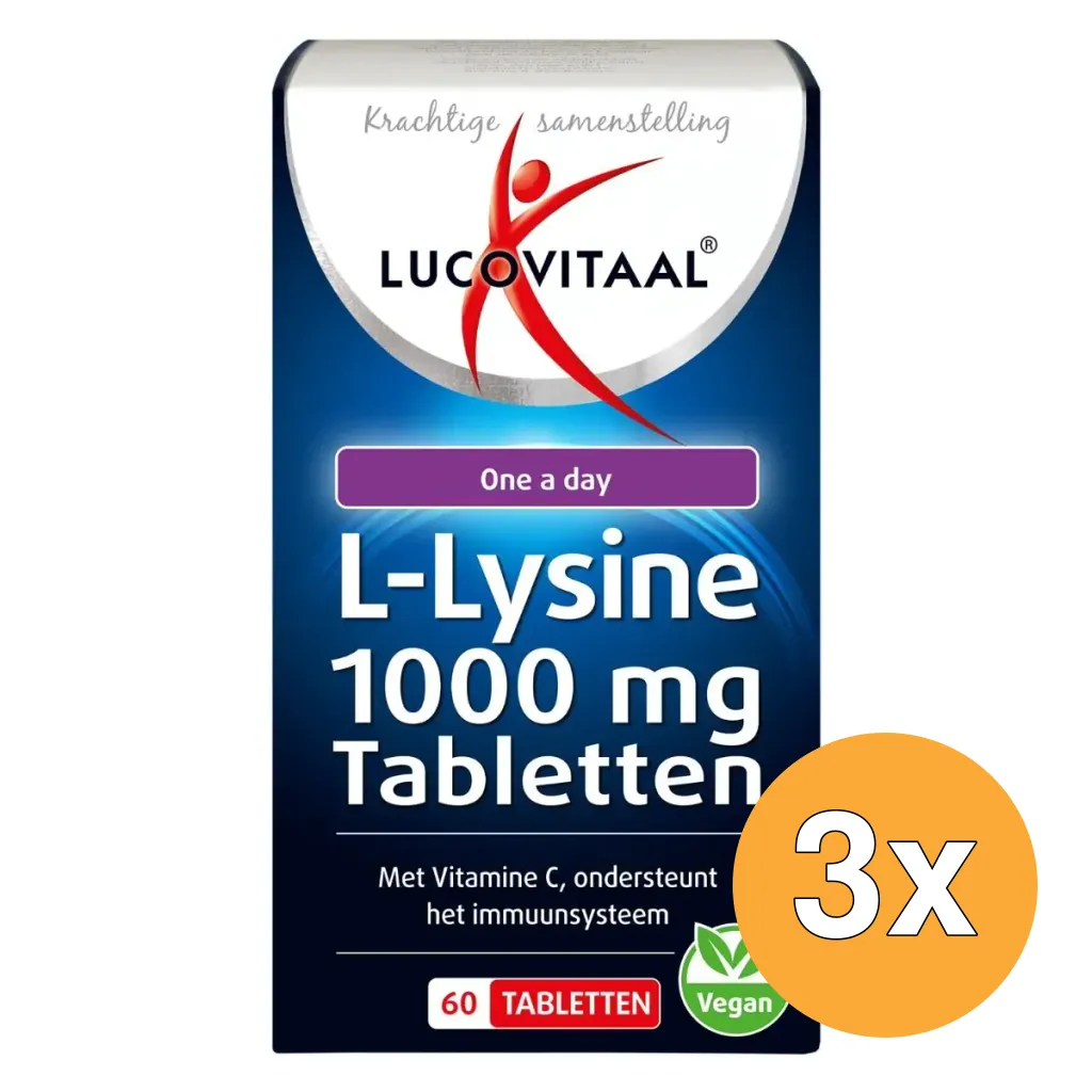 3x Lucovitaal L-Lysine 1000mg (60 tabletten)