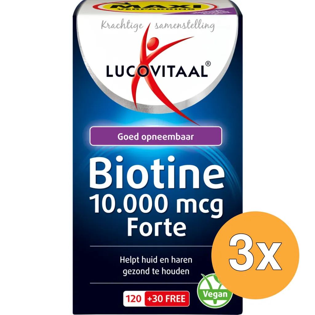 3x Lucovitaal Biotine 10.000mcg Forte (150 zuigtabletten)
