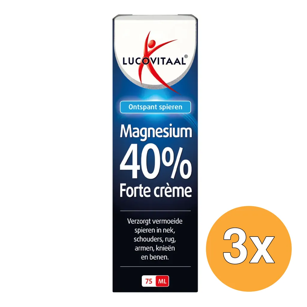 3x Lucovitaal Magnesium 40% Forte Crème (75 ml)