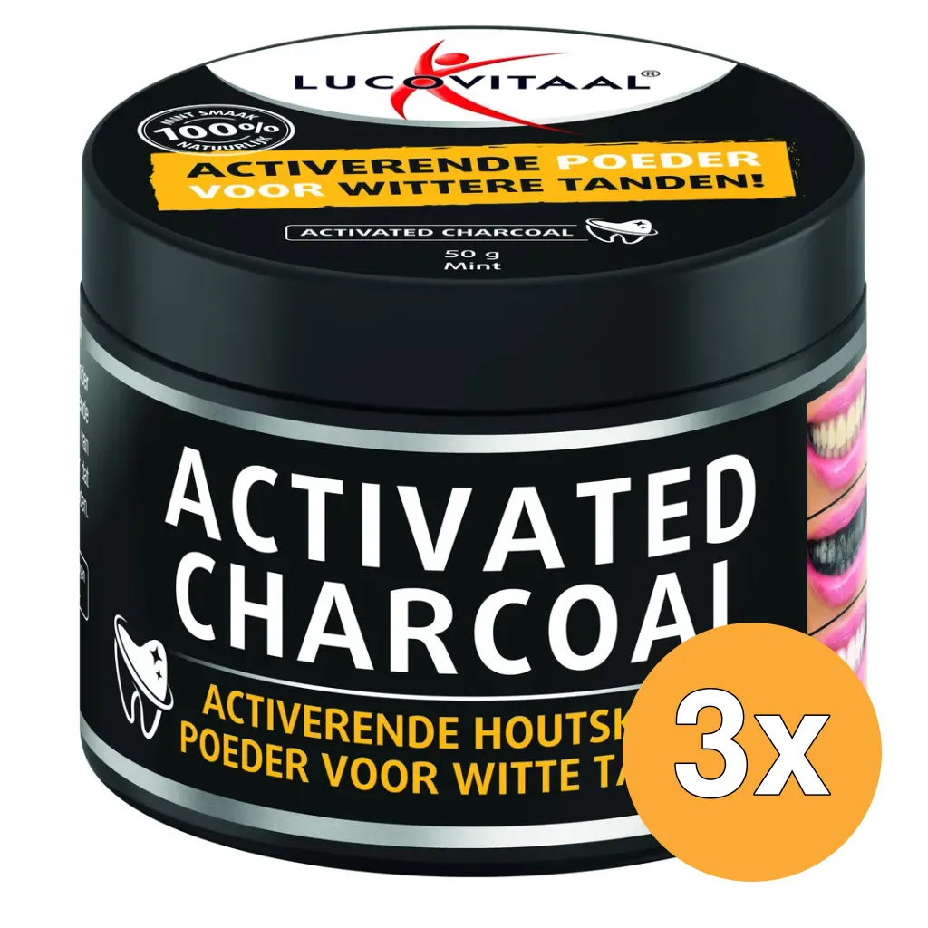 3x Lucovitaal Activated Charcoal Houtskoolpoeder (50 gr)