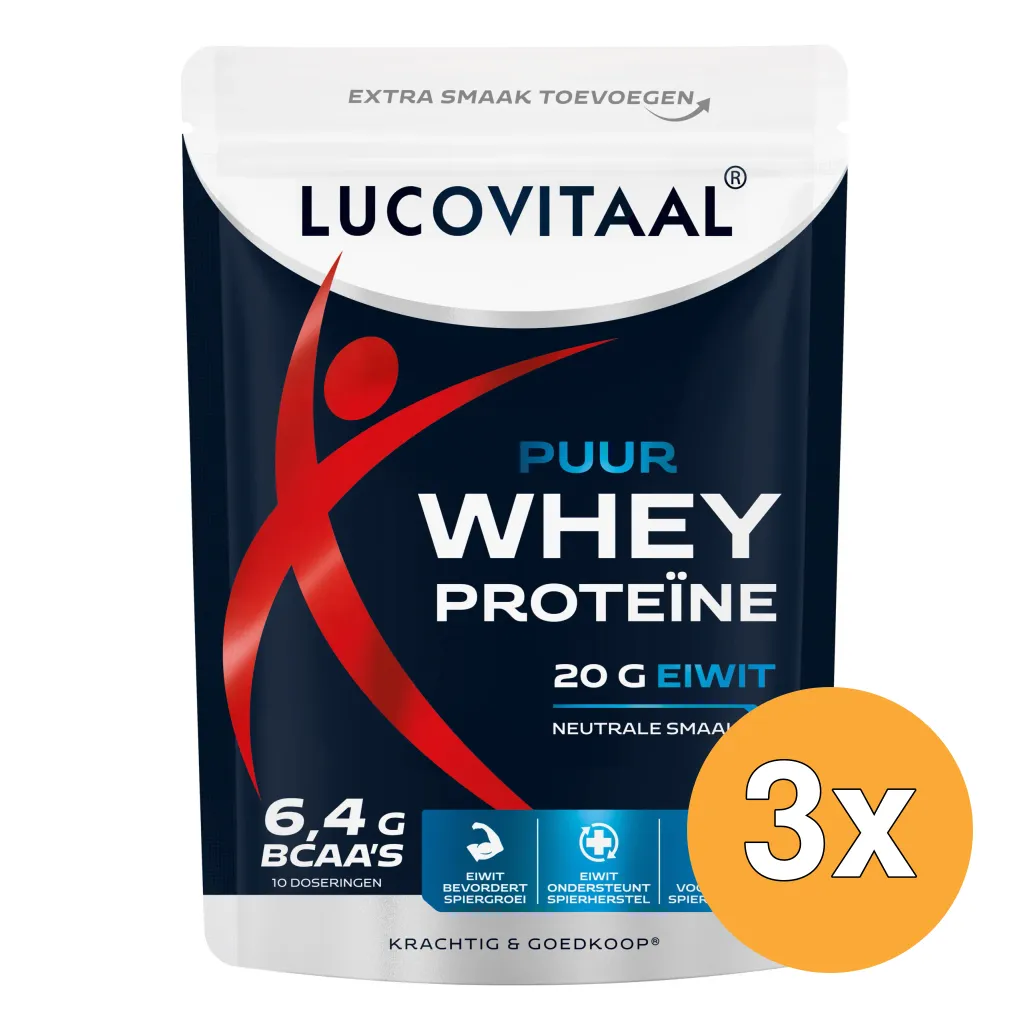 3x Lucovitaal Proteïne Whey poeder Puur (Vega) (250 gr)