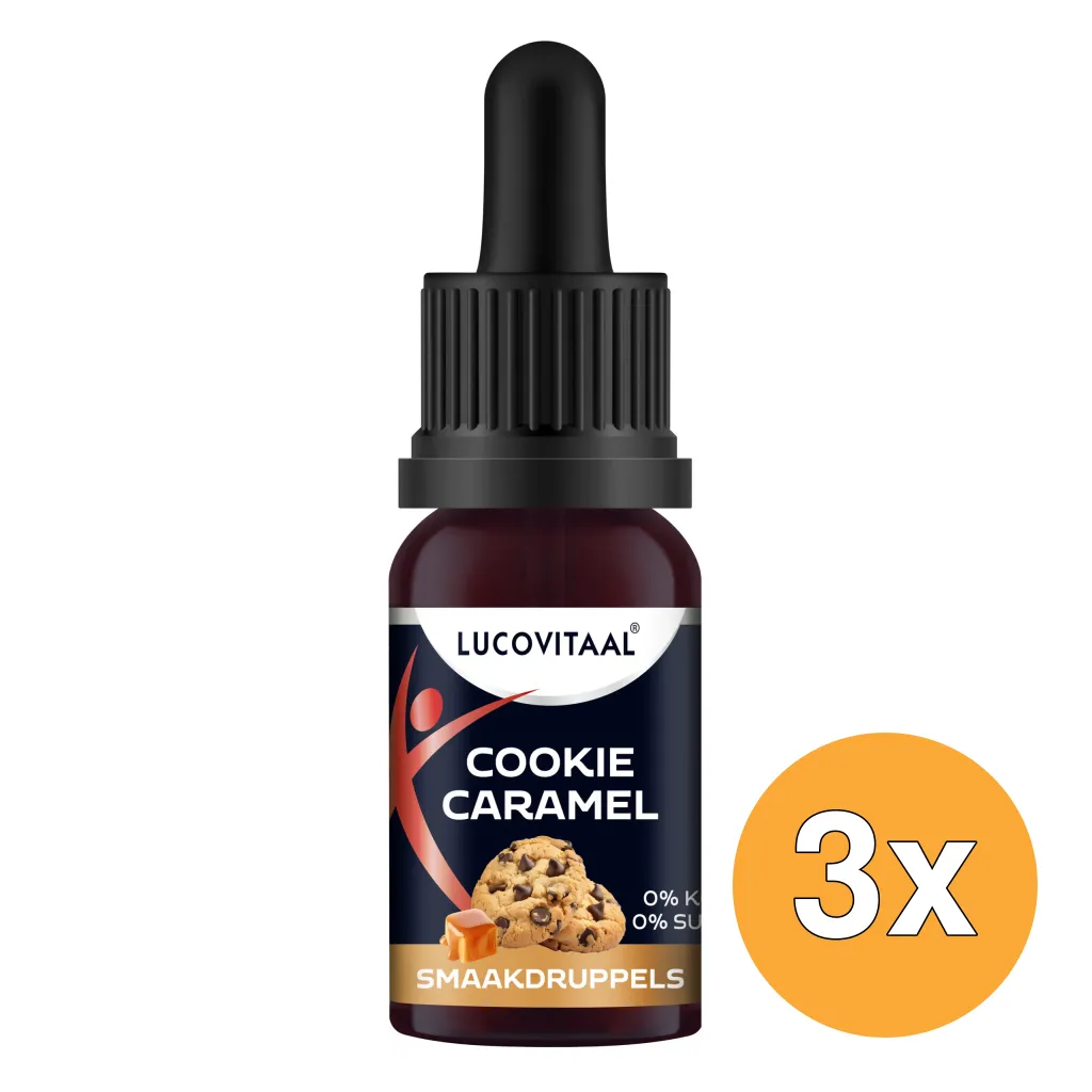 3x Lucovitaal Smaak Druppels -Cookie Caramel (Vegan) (20 ml)