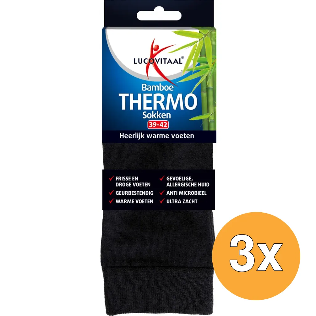 3x Lucovitaal Bamboe Thermosokken 39-42 (1 paar)