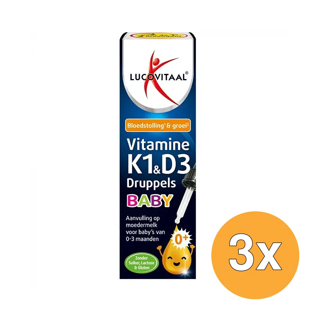 3x Lucovitaal K1 & D3 Vitamine Druppels Baby (14,5 ml)