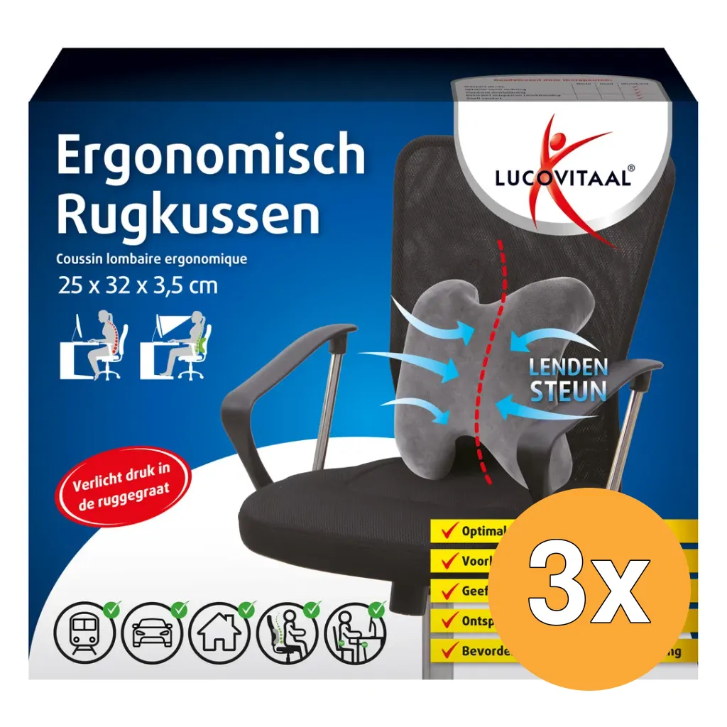 3x Lucovitaal Ergonomische Rugkussen (1 stuk)