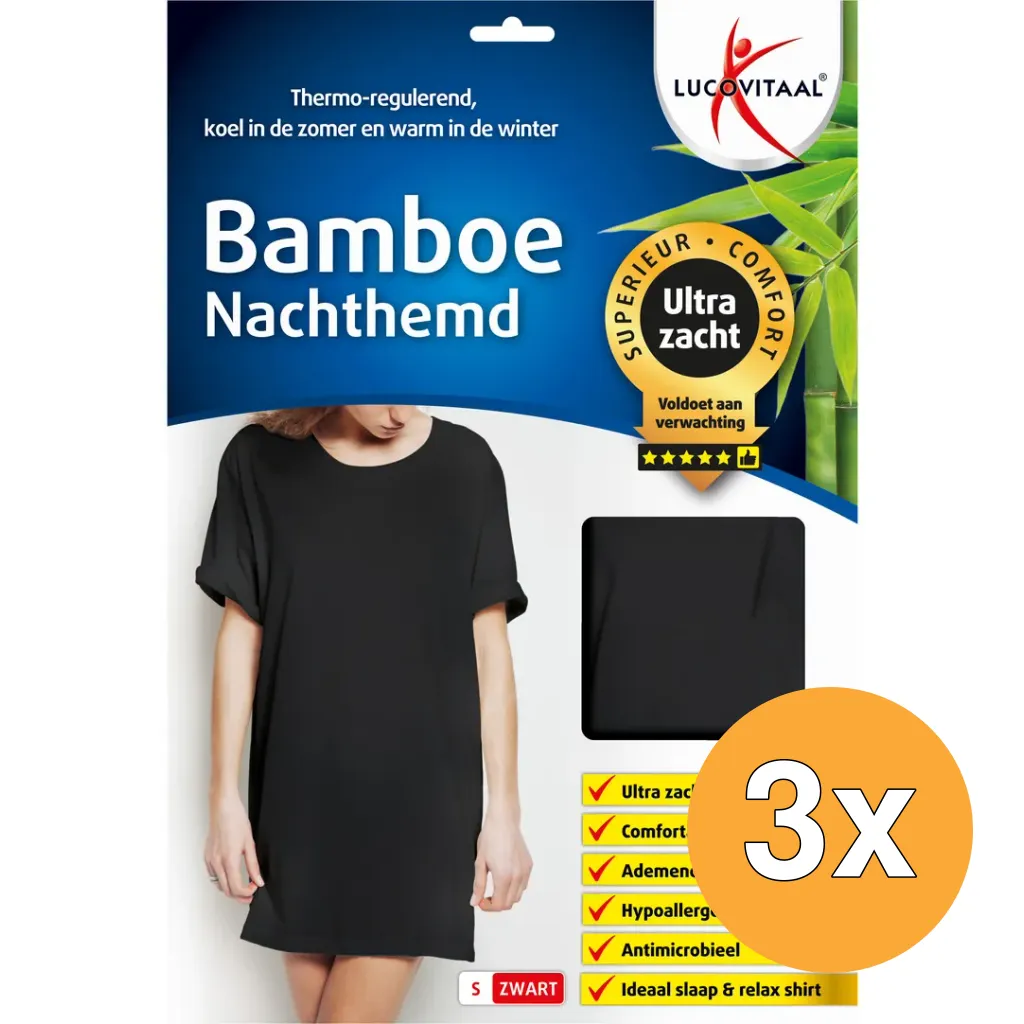 3x Lucovitaal Nachthemd Bamboe -S- korte mouw (1 stuk)