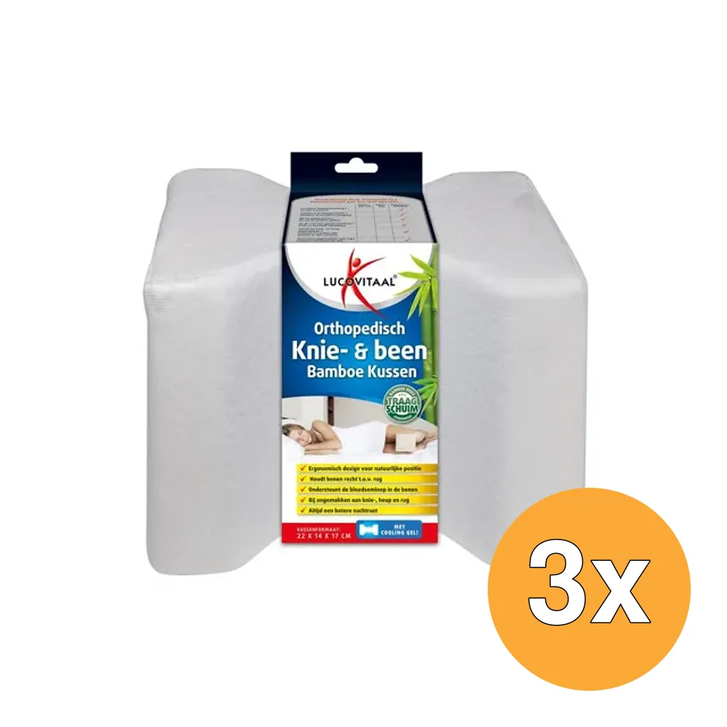 3x Lucovitaal Bamboe Orth. Knie- & Been Kussen (1 stuk)
