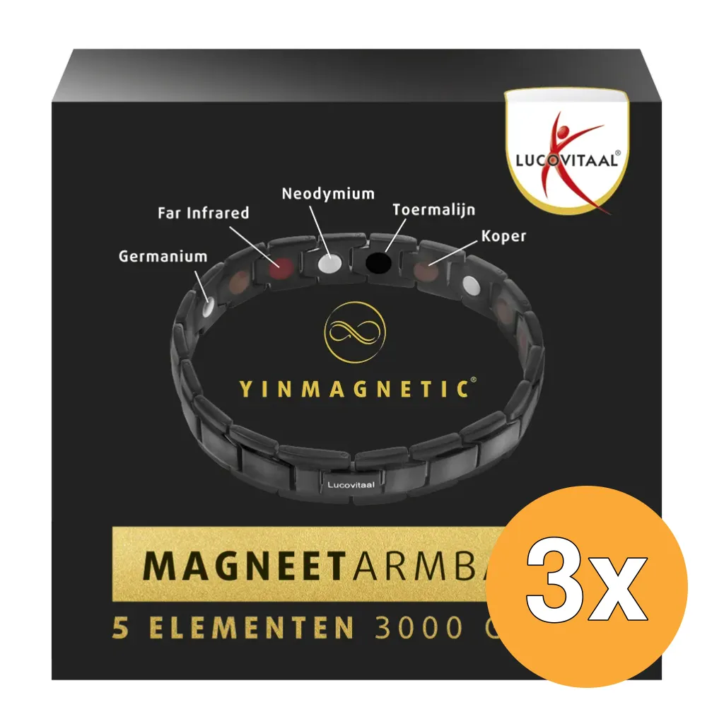 3x Lucovitaal Magneet Armband Zwart (1 stuk)