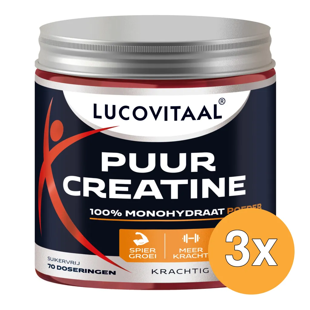 3x Lucovitaal Creatine poeder Puur Vegan (210 gr)