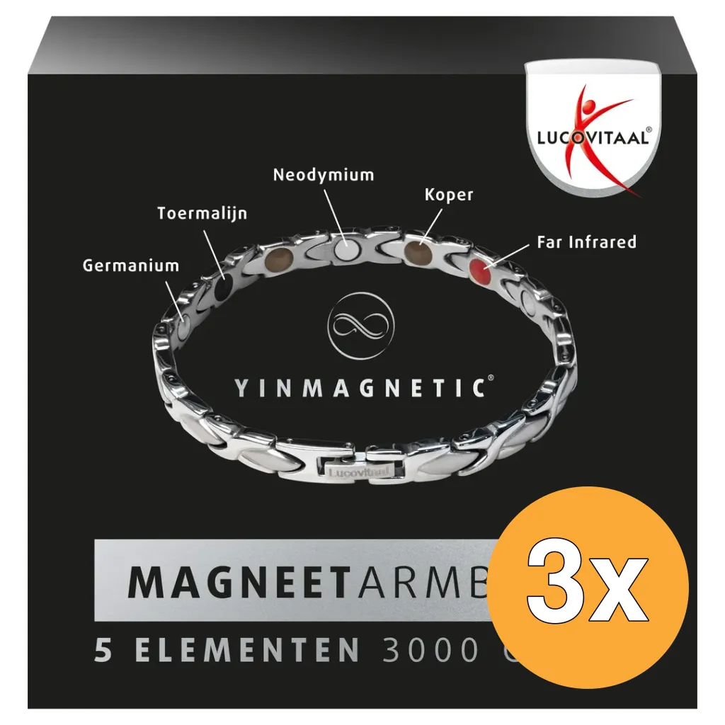 3x Lucovitaal Magneet Armband Zilver (1 stuk)