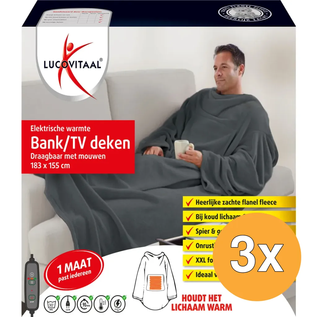 3x Lucovitaal Elekt. Warmte Bank/Tv Deken (1 stuk)