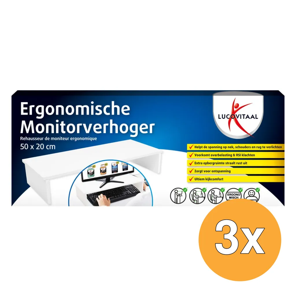 3x Lucovitaal Ergonomische Monitorverhoging (1 stuk)