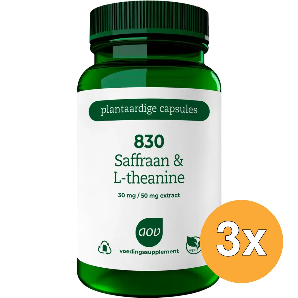 3x Aov 830 Saffraan & L-Theanine (30 vega capsules)