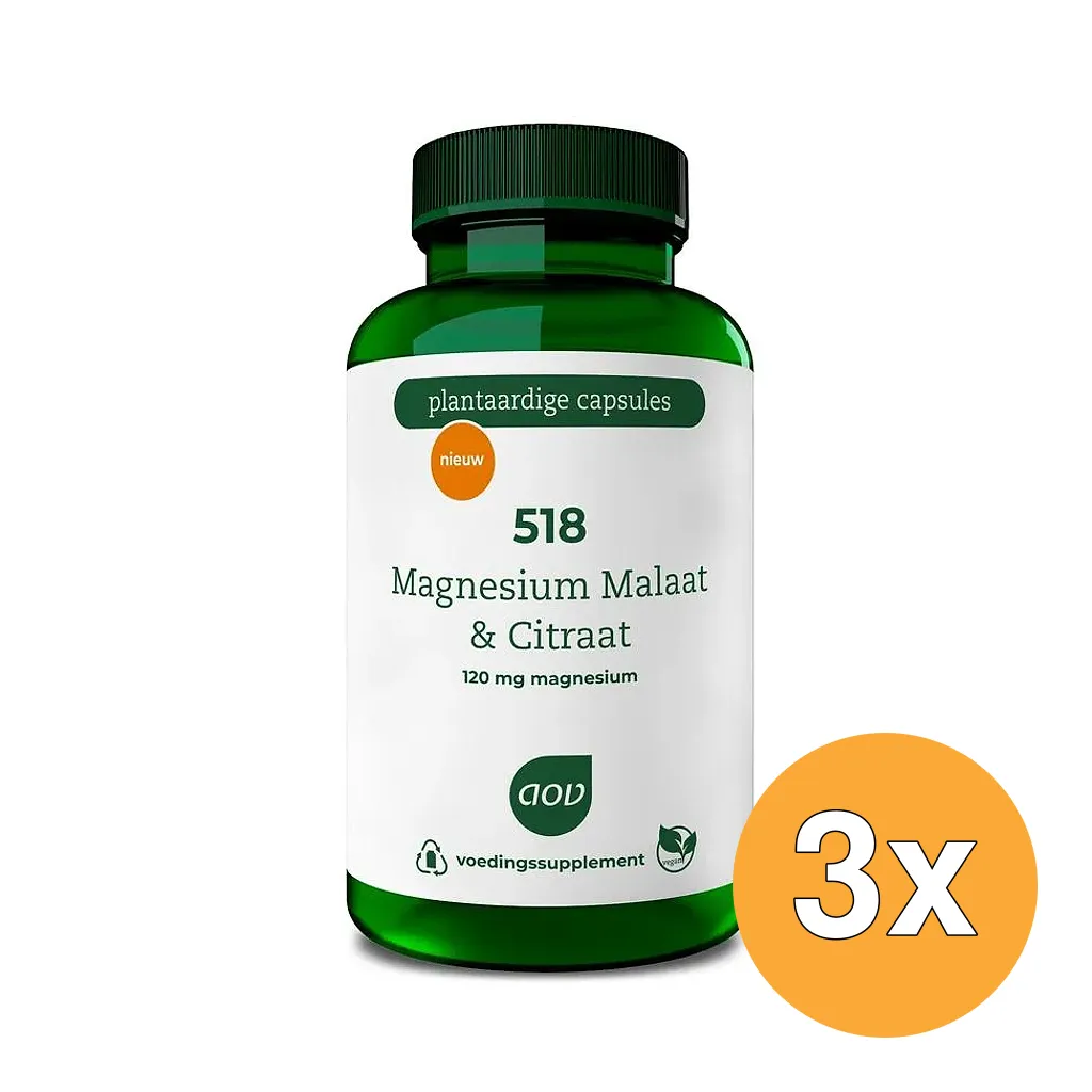 3x AOV 518 Magnesium Malaat & Citraat (90 vega capsules)
