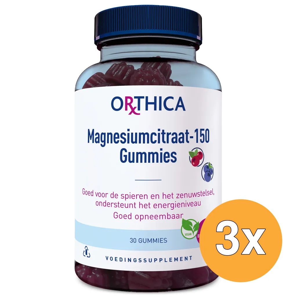 3x Orthica Magnesiumcitraat-150 (30 gummies)
