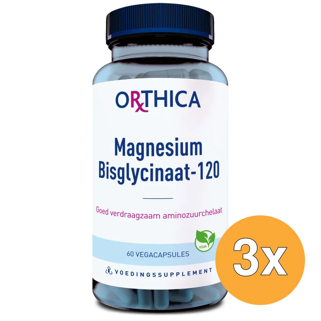 3x Orthica Magnesium bisglycinaat-120 (60 vega capsules)