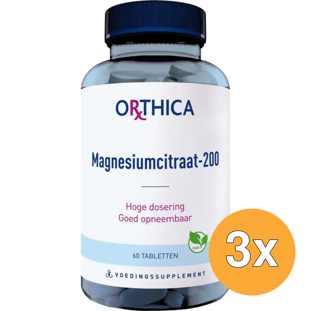 3x Orthica Magnesium Citraat 200 (60 tabletten)
