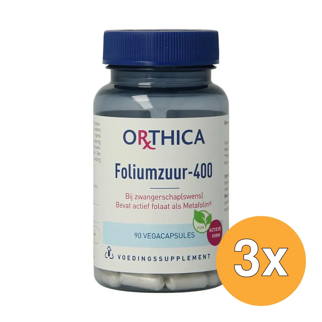 3x Orthica Foliumzuur 400 (90 vega capsules)
