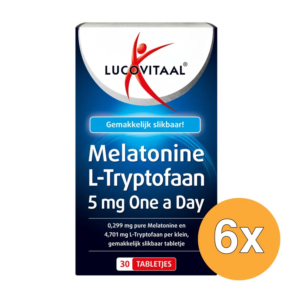 6x Lucovitaal Melatonine L-Tryptofaan 5mg (30 tabletten)
