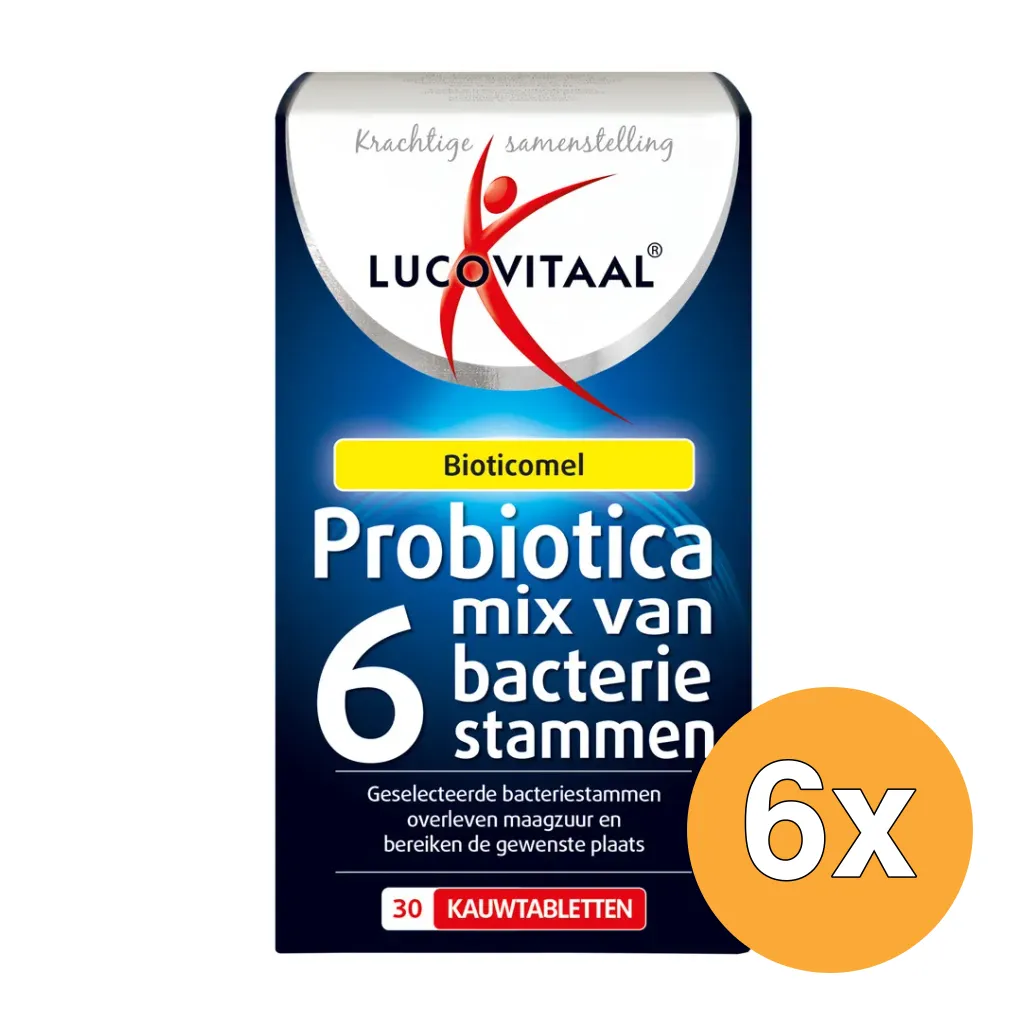 6x Lucovitaal Probiotica Mix 6 Bacteriestammen (30 kauwtabletten)