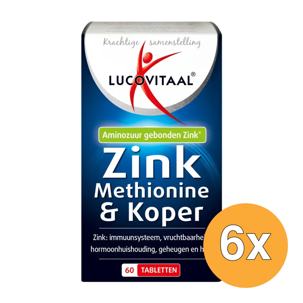6x Lucovitaal Zinkmethionine & Koper (60 capsules)