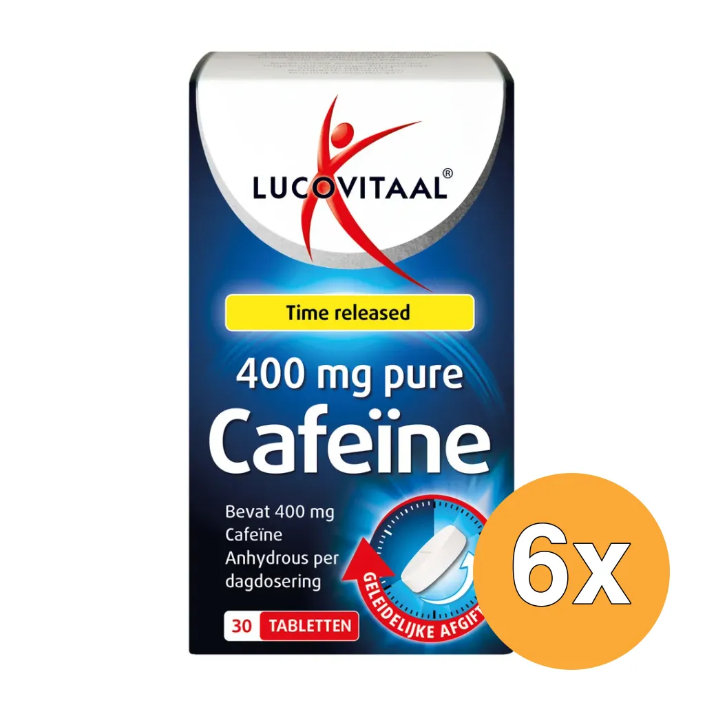 6x Lucovitaal Pure Cafeïne 400Mg (30 tabletten)