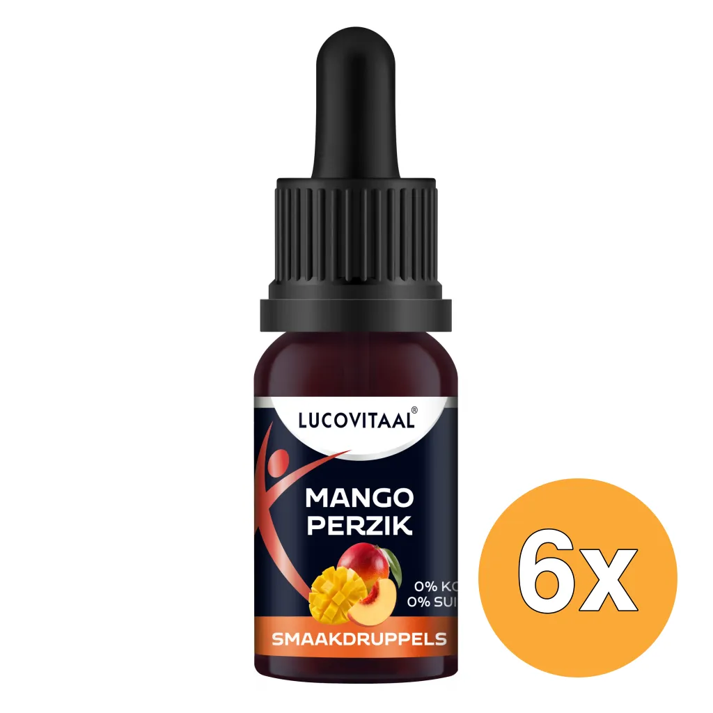 6x Lucovitaal Smaak Druppels -Mango Perzik (Vegan) (20 ml)