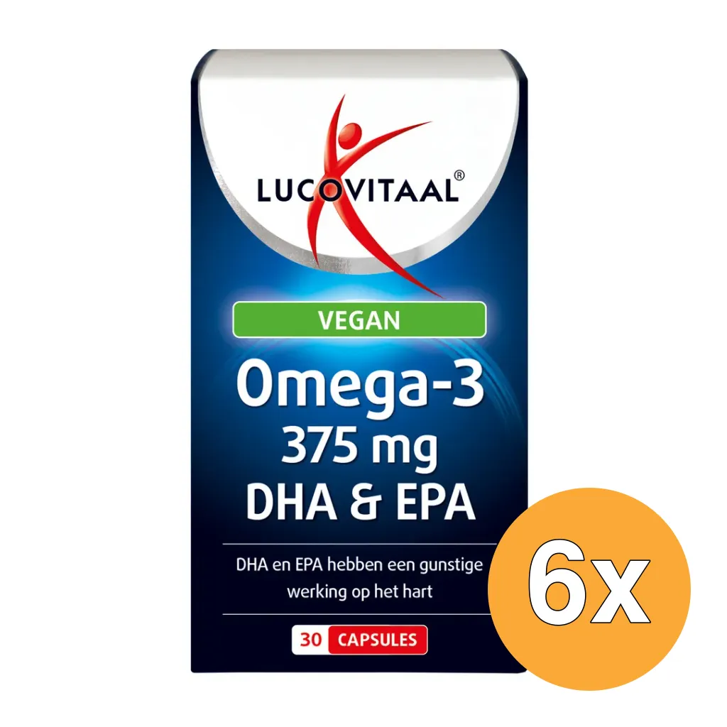 6x Lucovitaal Omega 3 375mg EPA & DHA Vegan (30 capsules)