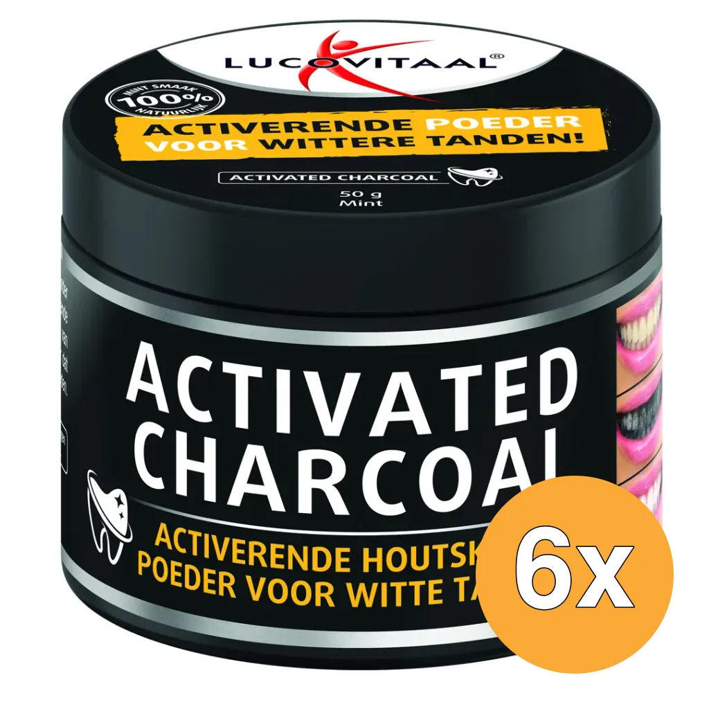 6x Lucovitaal Activated Charcoal Houtskoolpoeder (50 gr)