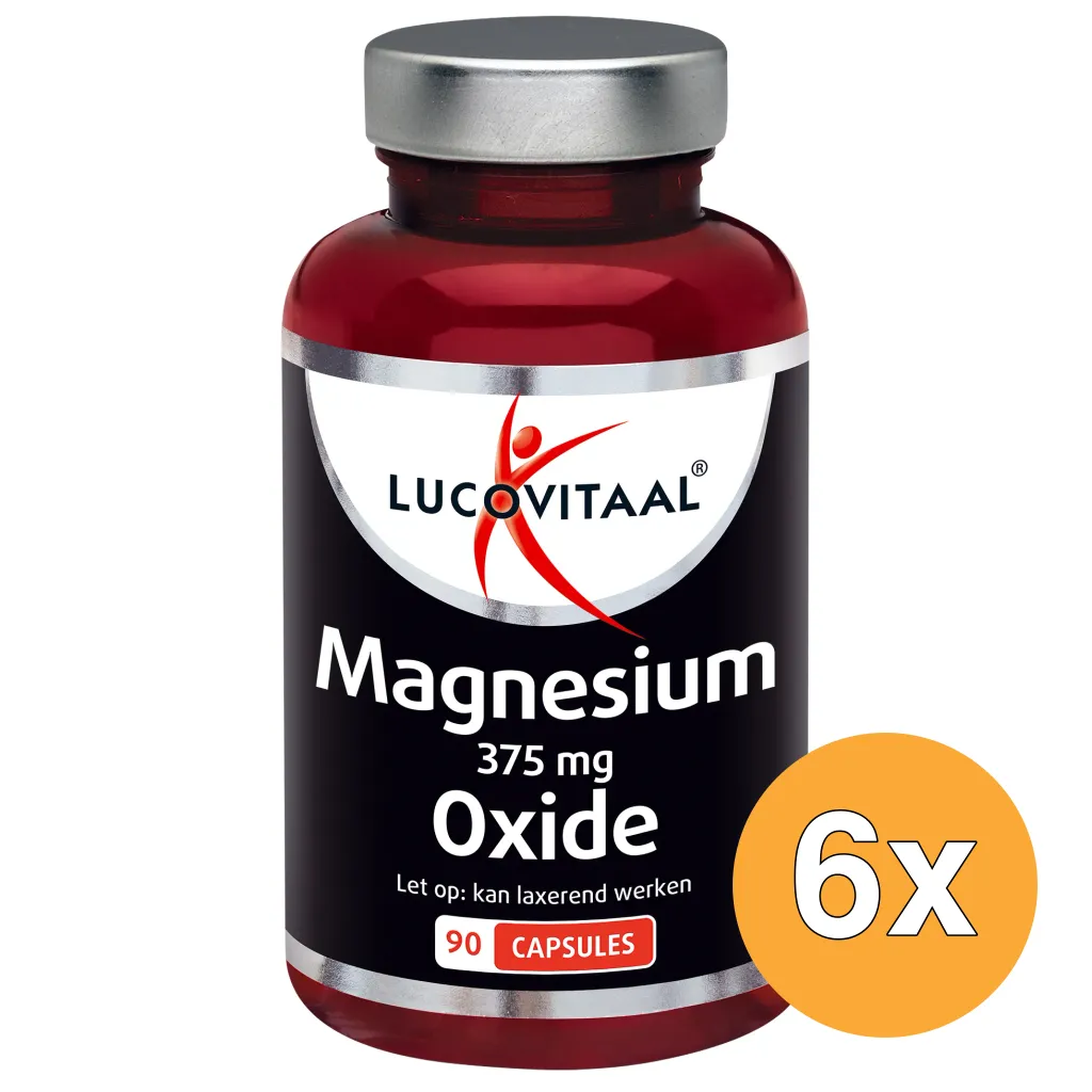 6x Lucovitaal Magnesium Oxide 375mg (90 capsules)
