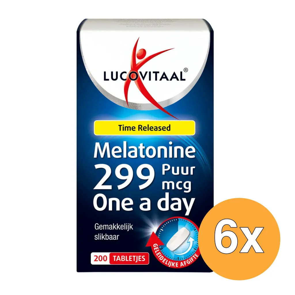 6x Lucovitaal Melatonine Puur 299mcg Time Released (200 tabletten)