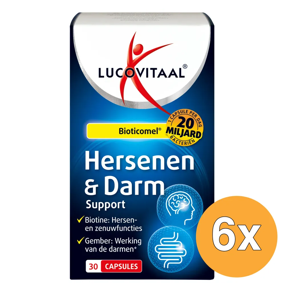 6x Lucovitaal Hersenen & Darm Support Bioticomel (30 capsules)