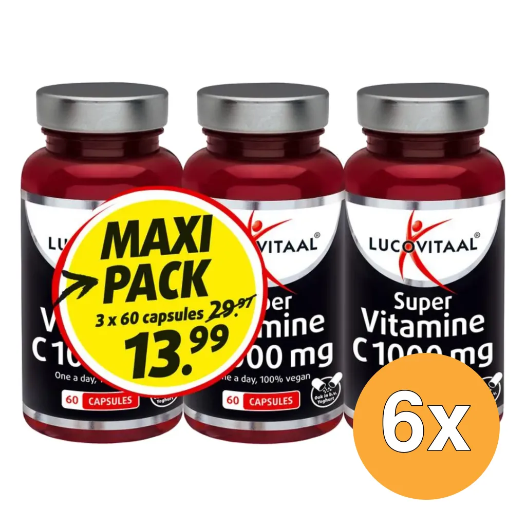 6x Lucovitaal Vitamine C 1000 3-pack (180 stuks)
