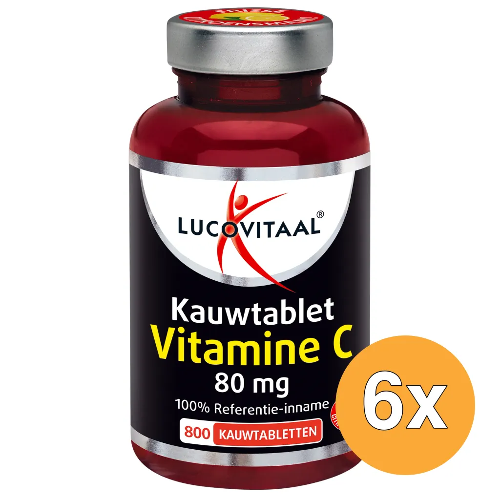 6x Lucovitaal Vitamine C 80mcg Kauwtablet Citroen (800 tabletten)