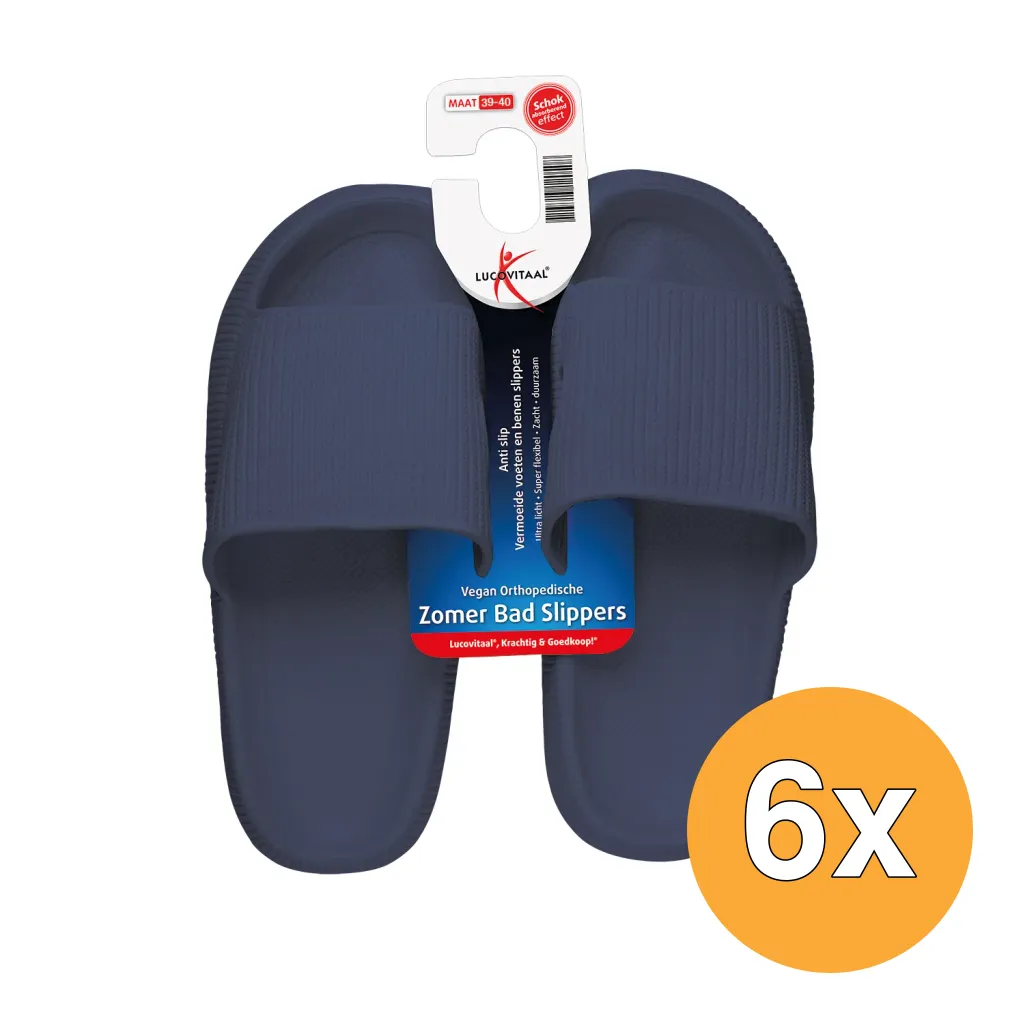 6x Zomer Badslipper 39-40 Donkerblauw (1 paar)