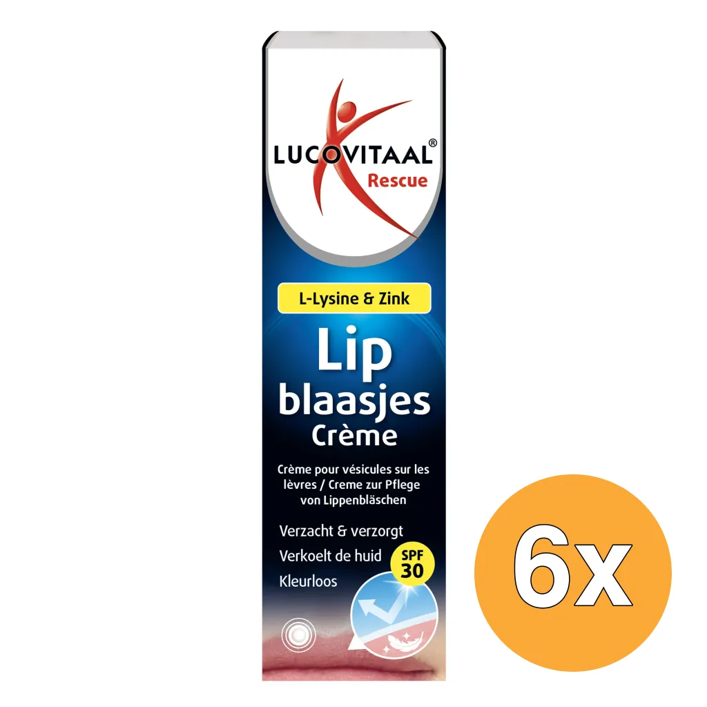 6x Lucovitaal Lipblaasjes Rescue Crème (7 ml)