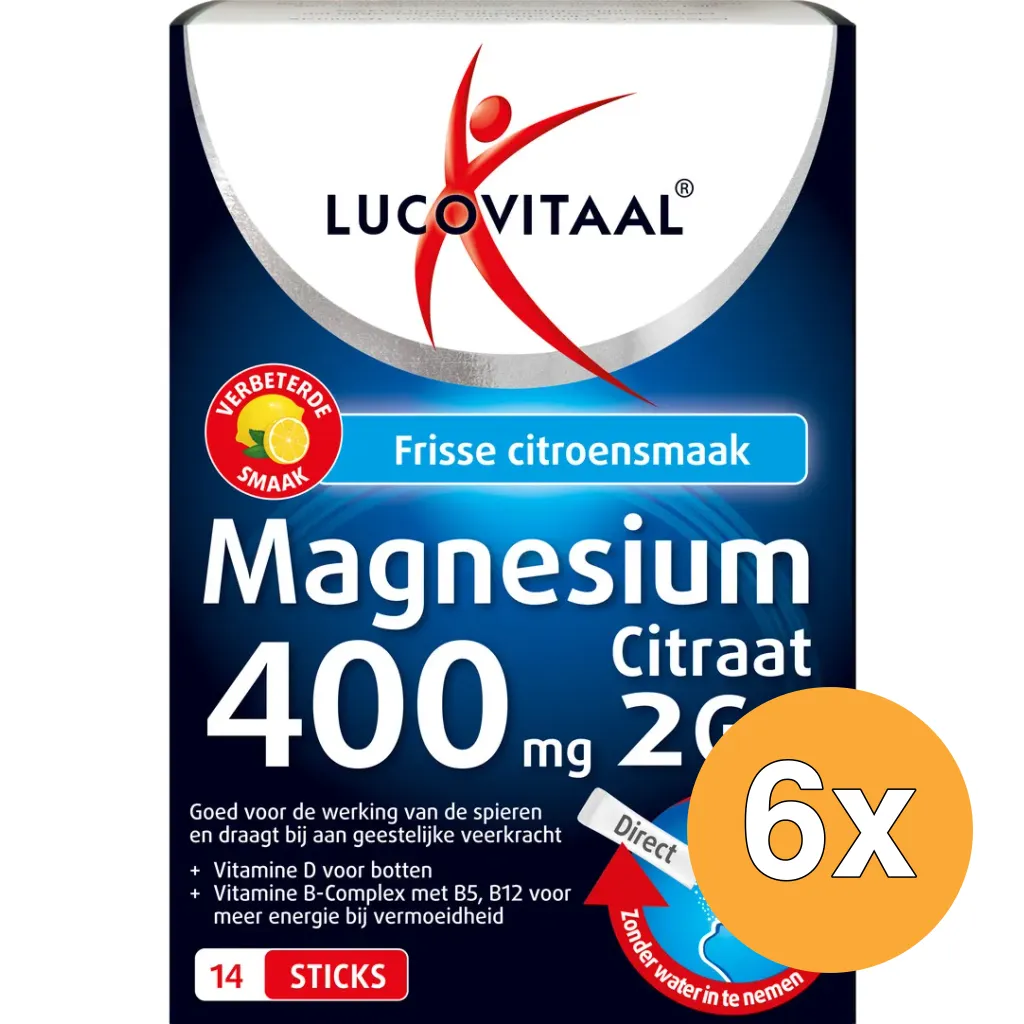 6x Lucovitaal Magnesium 400mg 2Go (14 zakjes)