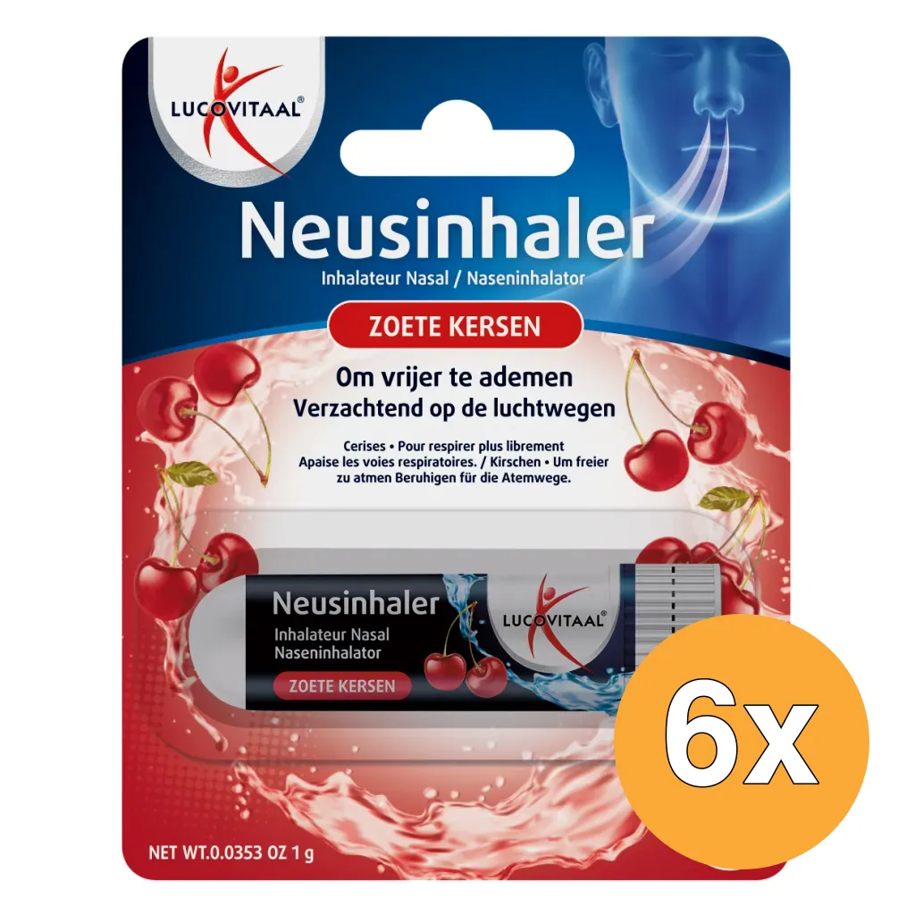 6x Lucovitaal Neusinhaler Vrijer Ademen Zoete Kersen (1 gr)