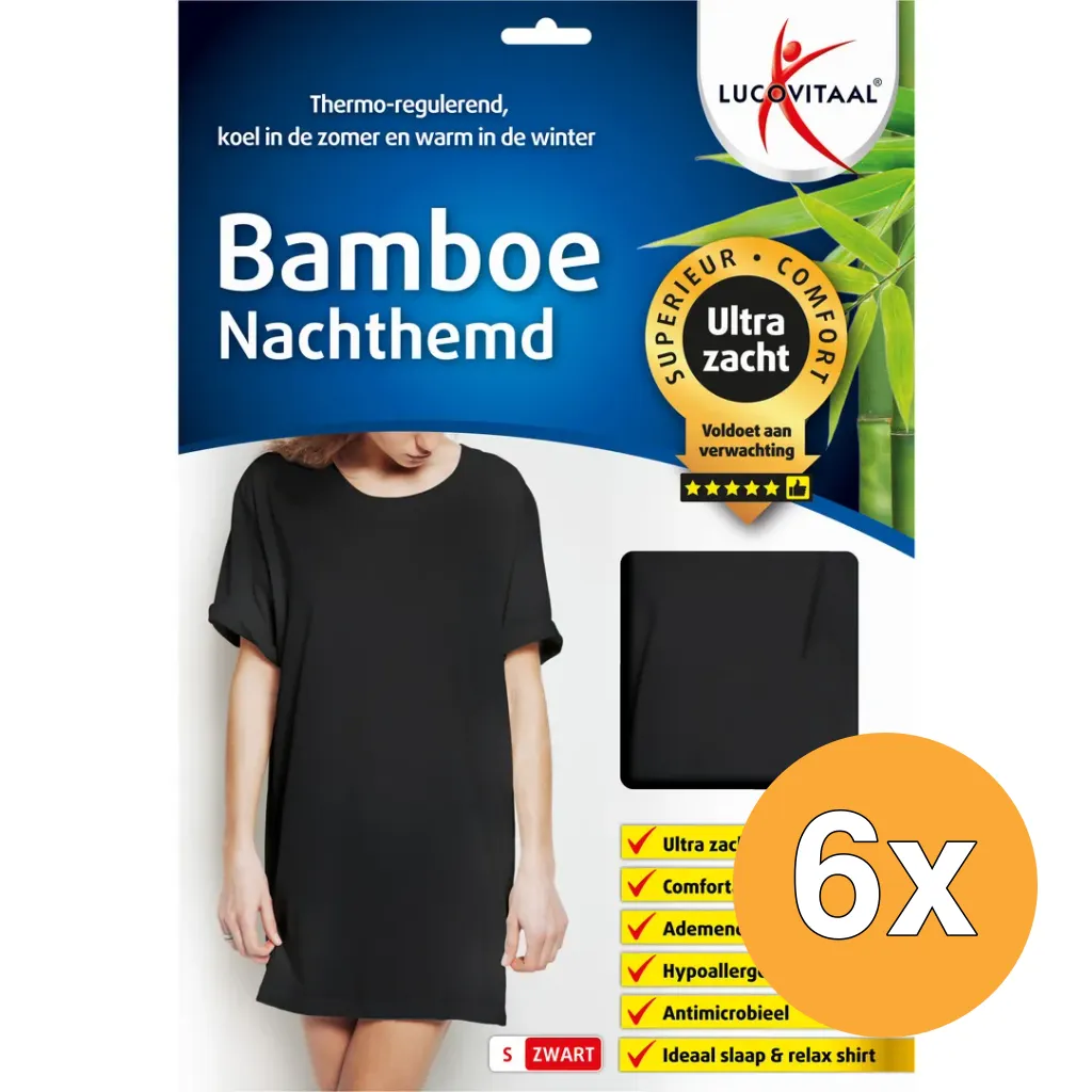 6x Lucovitaal Nachthemd Bamboe -S- korte mouw (1 stuk)