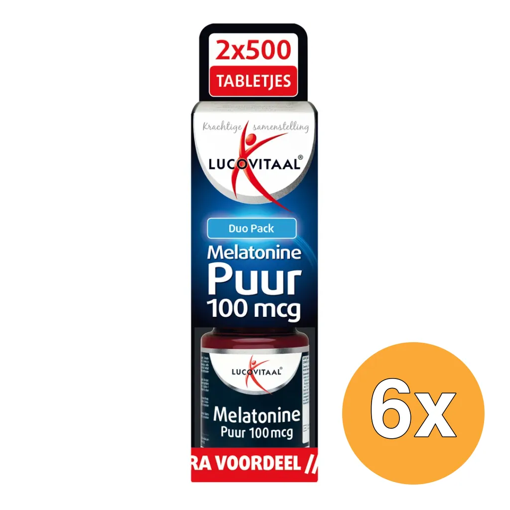 6x Lucovitaal Melatonine Puur 100mcg Duopack (2x500 tabletten)