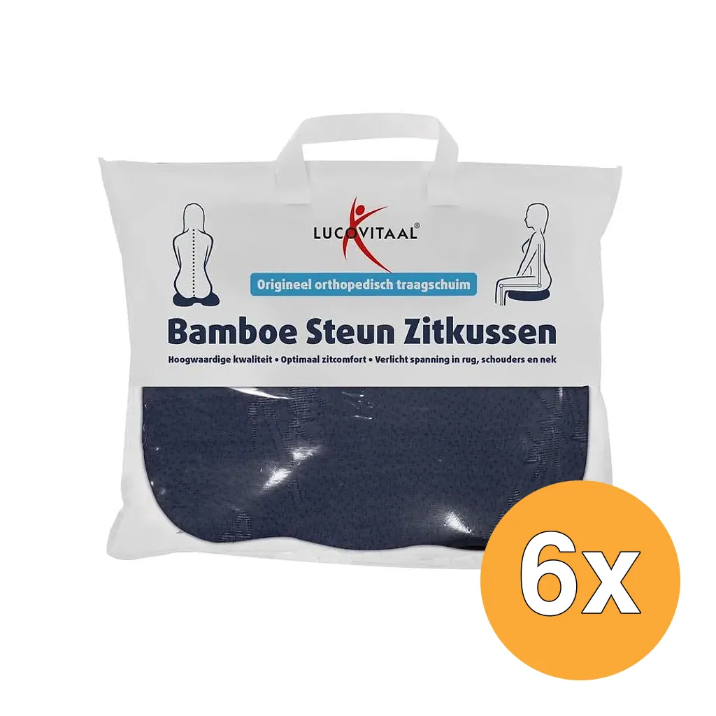 6x Lucovitaal Bamboe Steun Zitkussen Blauw (1 stuk)