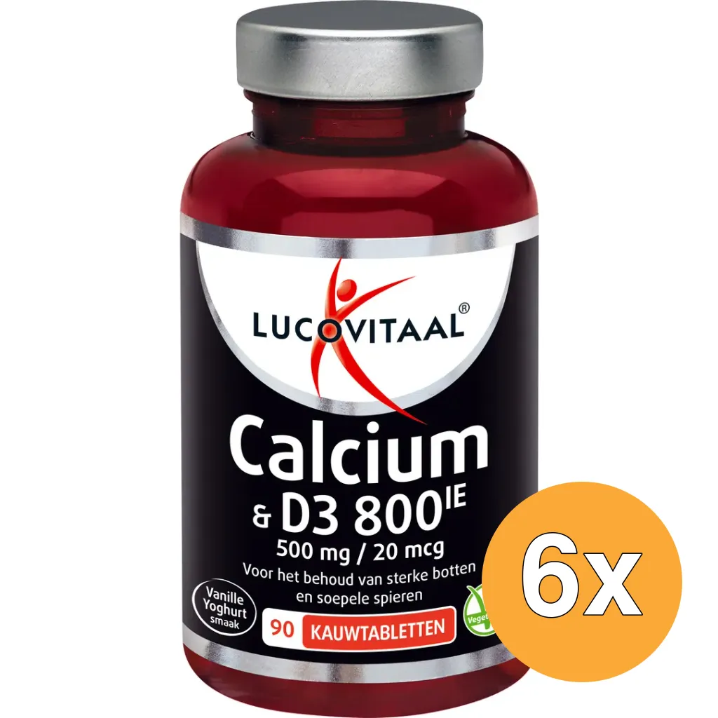 6x Lucovitaal Calcium 500mg + D3 20mcg (90 kauwtabletten)