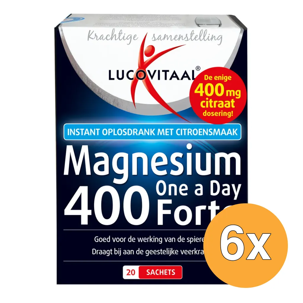 6x Lucovitaal Magnesium Citraat Poeder (20 sachets)