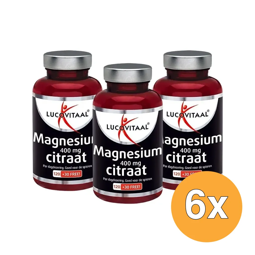 6x Lucovitaal Magnesium Citraat 400mg 3-pack (450 tabletten)