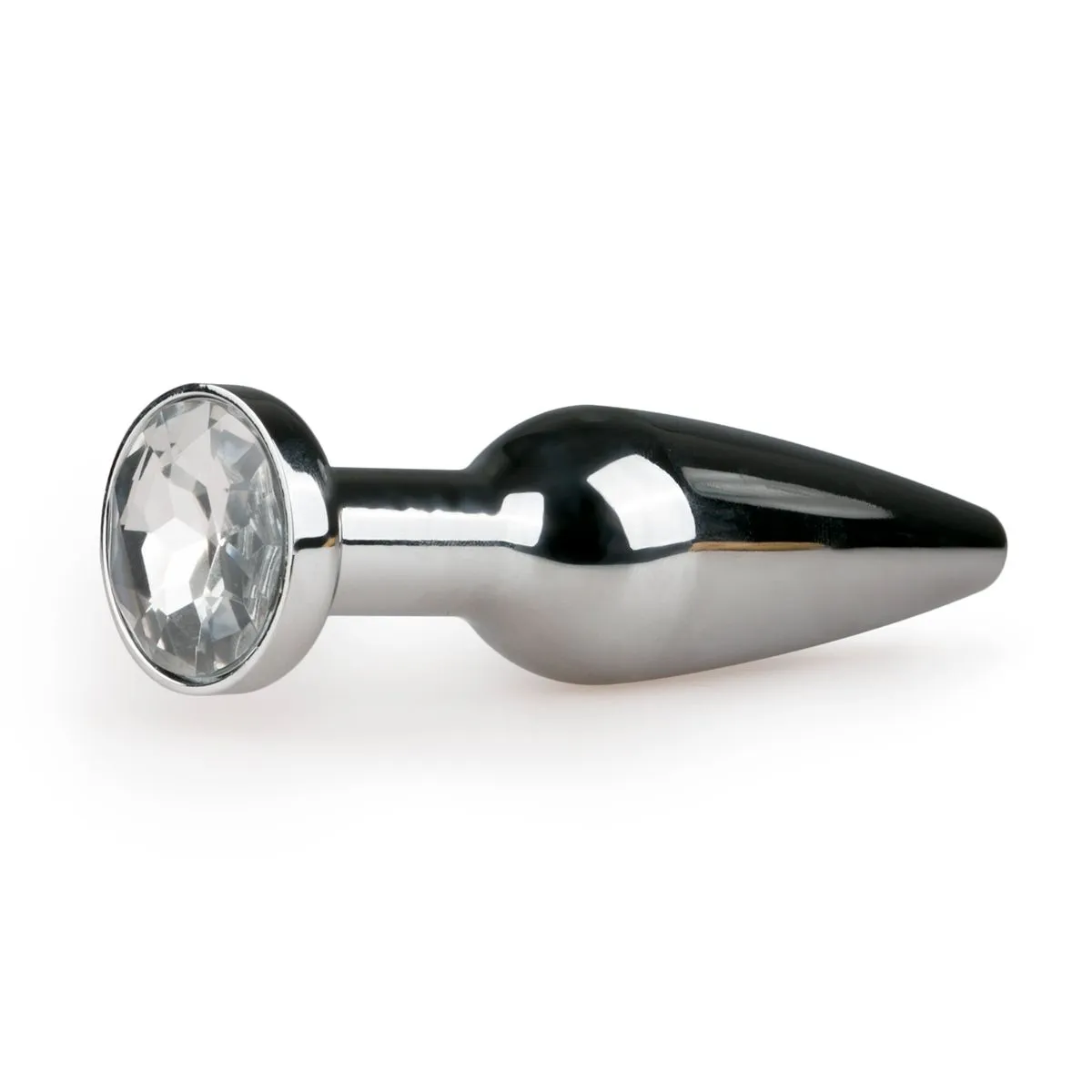 Easytoys Anal Collection - Metal Butt Plug with Clear Stone Medium Zilver (1 stuk)