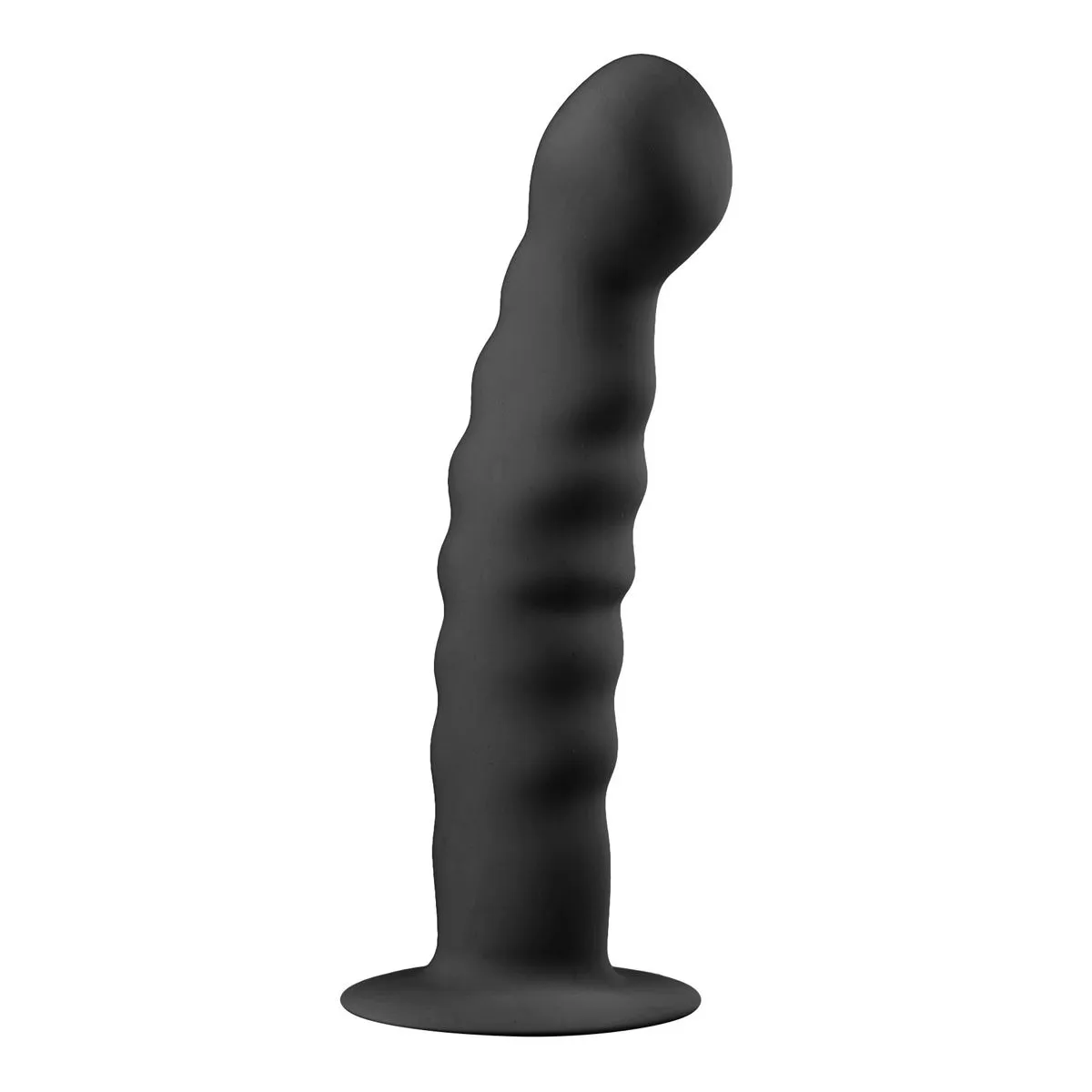 Easytoys Anal Collection - Ribbed Silicone Suction Cup Dildo Zwart (1 stuk)